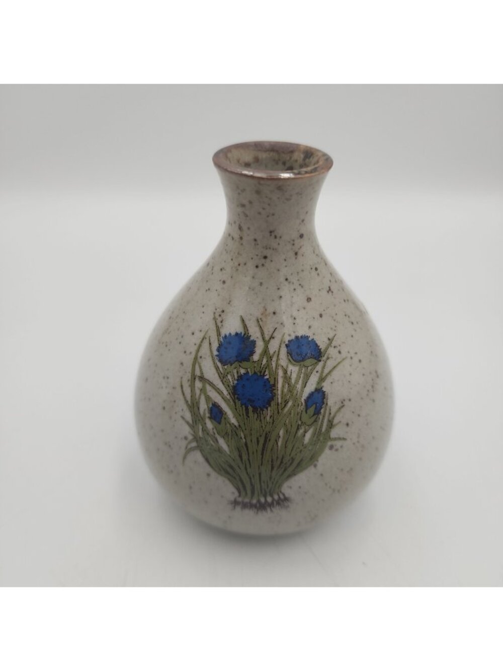 Vintage Takahashi Japan Speckled Floral Stoneware Vase 4" Fresh Herb Amram